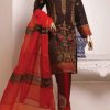 Fancy collection - Printed Royal Brown Kameez with Net Dupatta Suit